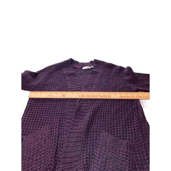 Purple Open-Front Cardigan Sweater Knitwear Cozy Size M - Picture 9 of 9
